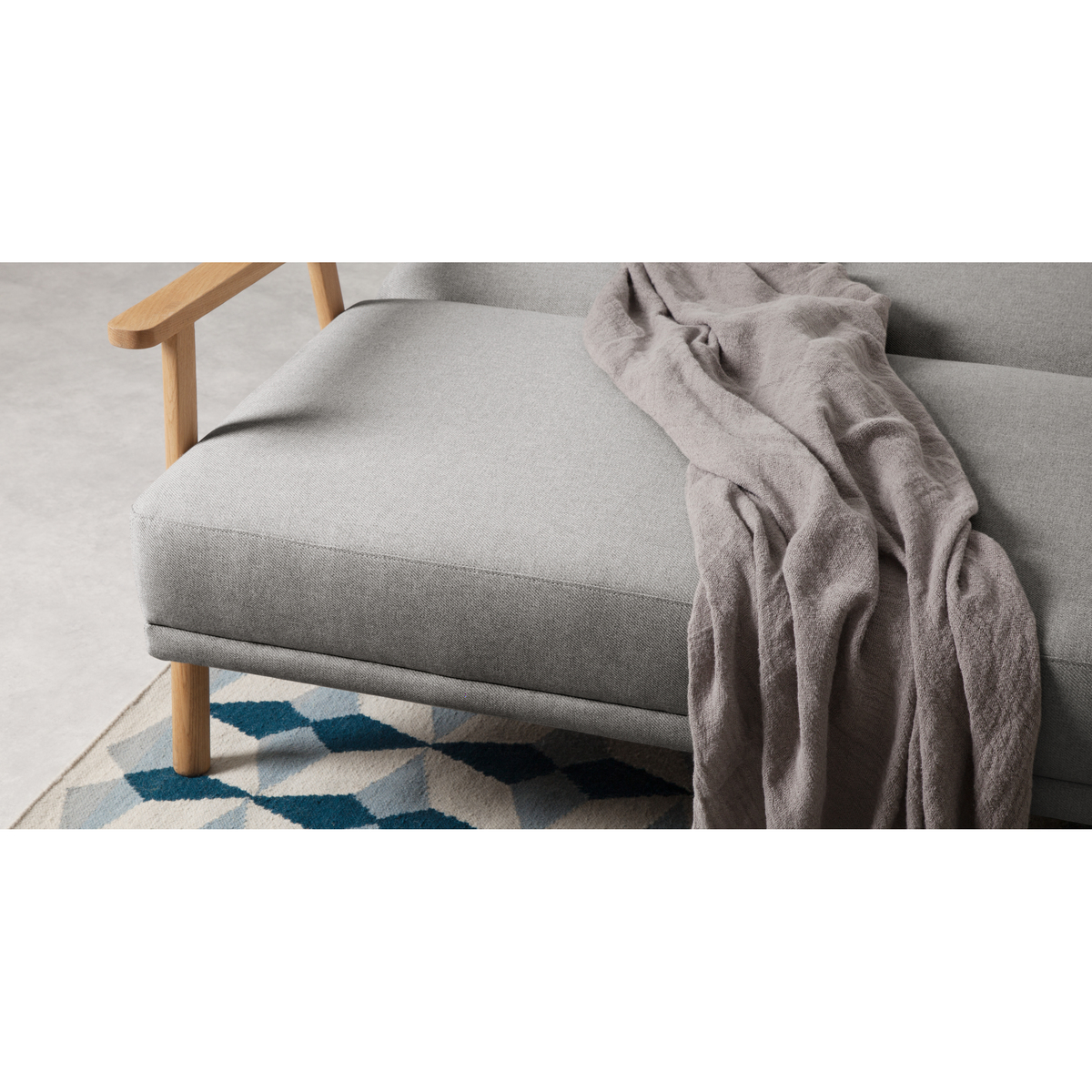 Lars Click Clack Sofa Bed, Mountain Grey and Oak Frame – image 4