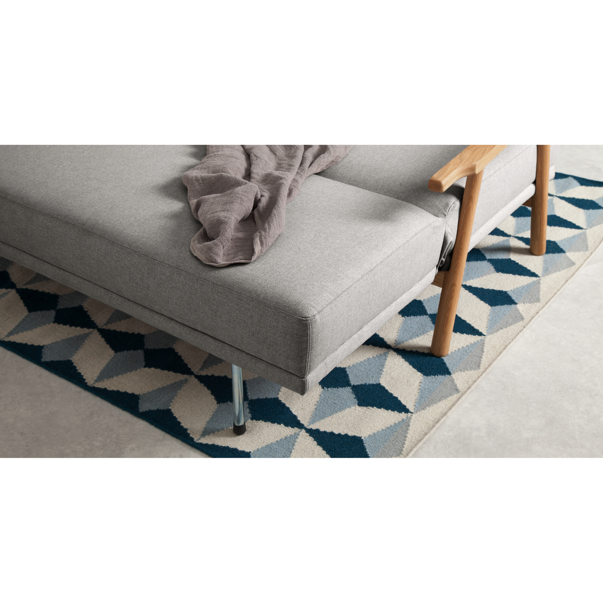 Lars Click Clack Sofa Bed, Mountain Grey and Oak Frame – image 6