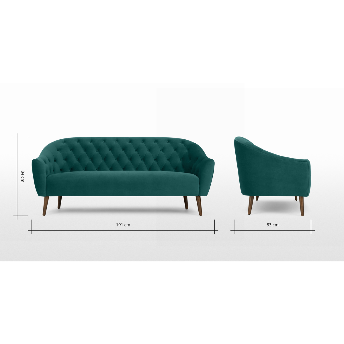 Tallulah 3 Seater Sofa, Seafoam Blue Velvet – image 7