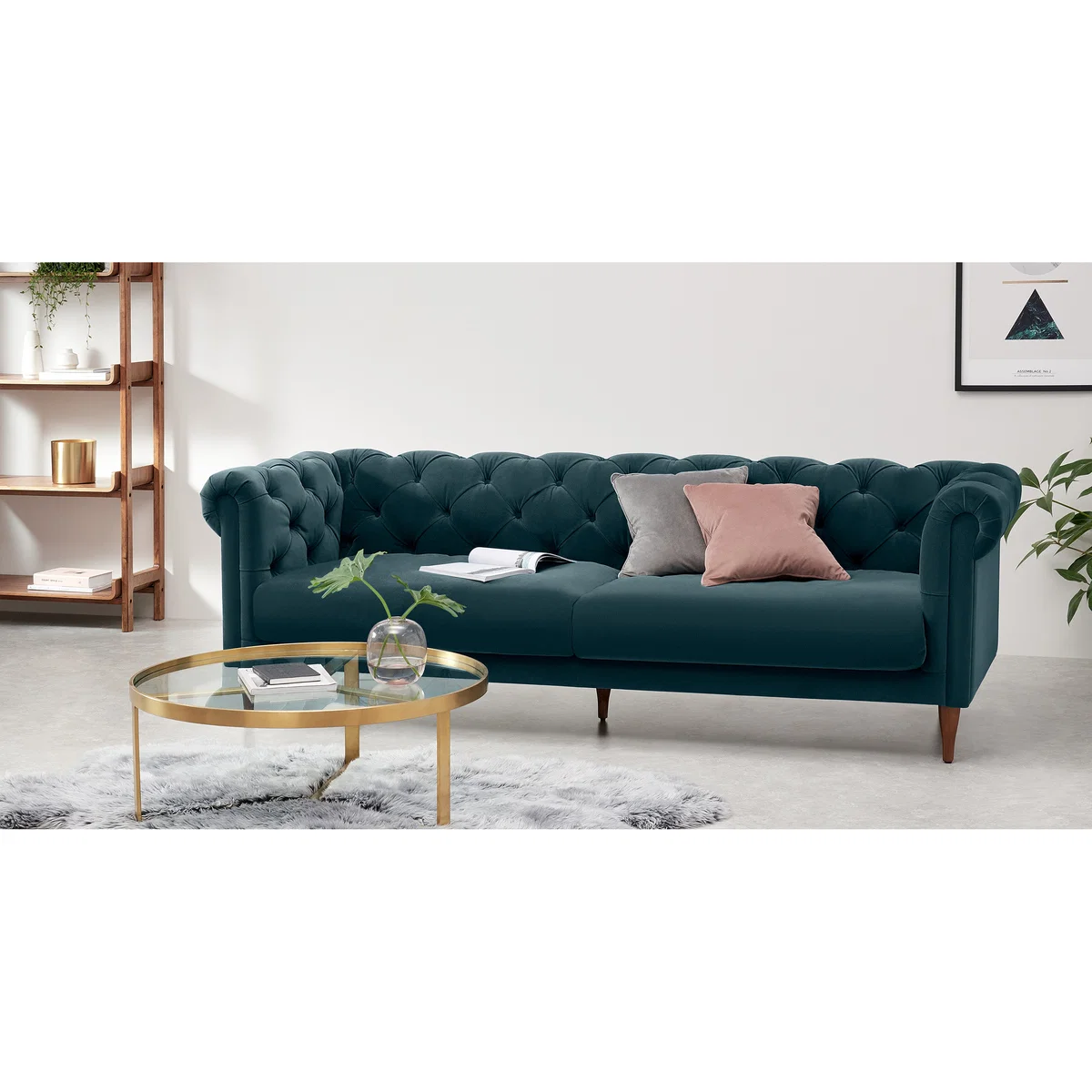 Barstow 3 Seater Sofa, Steel Blue Velvet – image 3