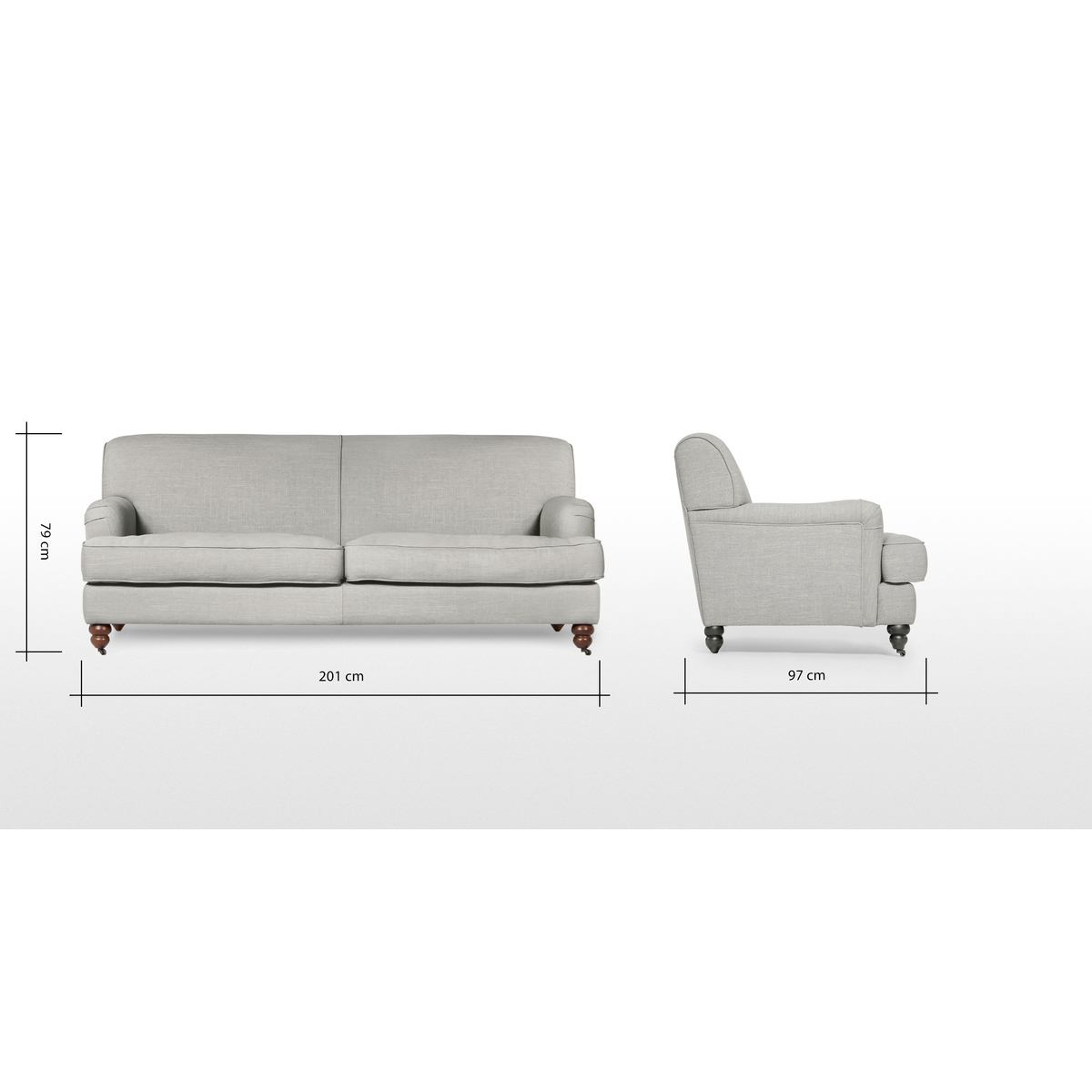 Orson 3 Seater Sofa, Chic Grey – image 6