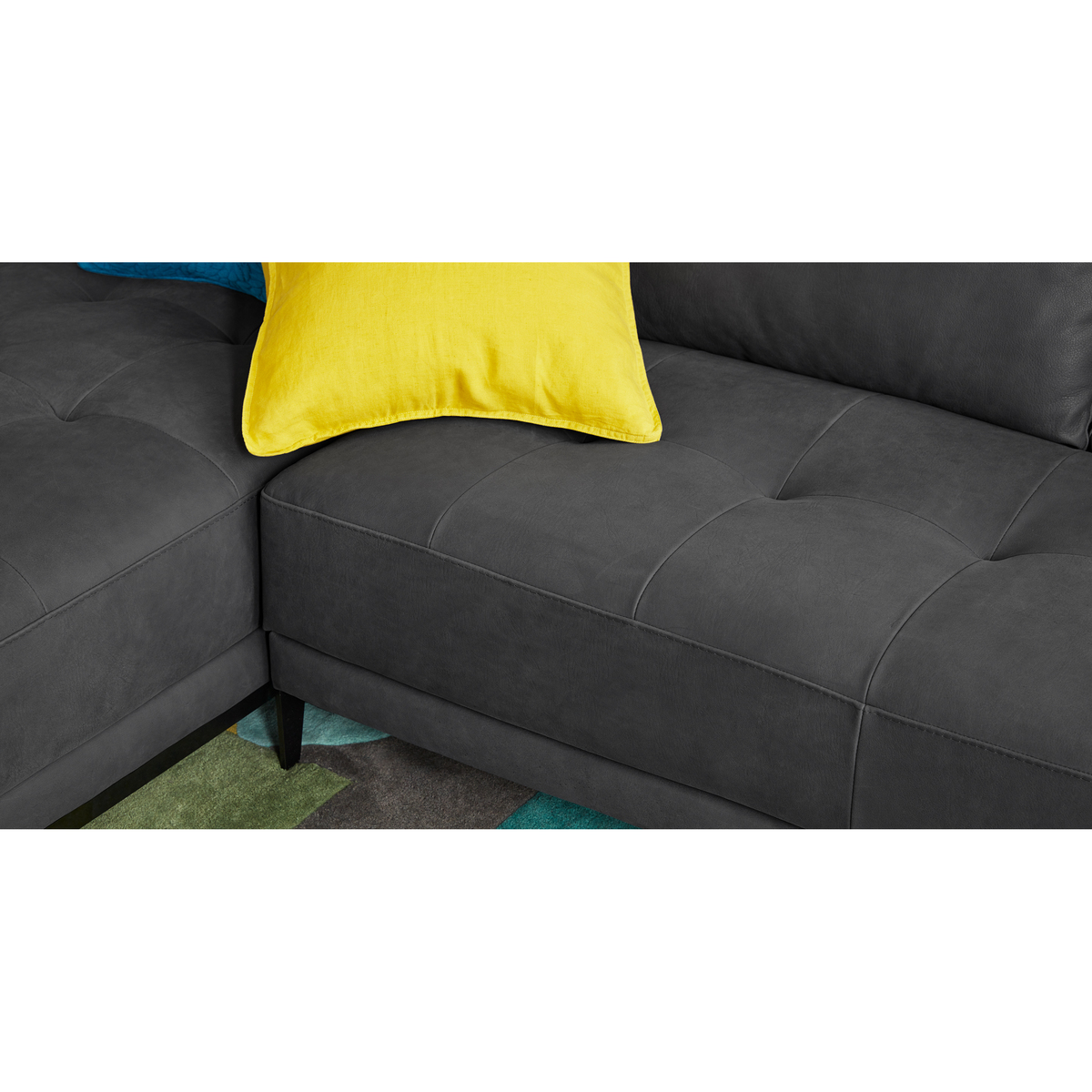 Luciano Left Hand Facing Chaise End Corner Sofa, Grey Leather – image 4