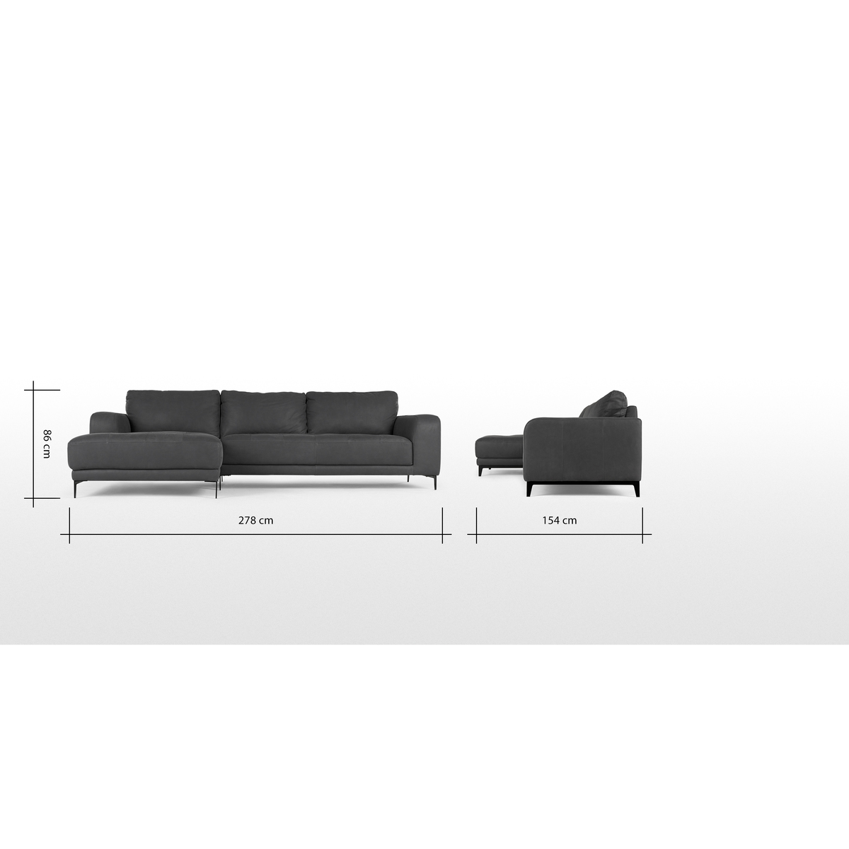 Luciano Left Hand Facing Chaise End Corner Sofa, Grey Leather – image 8
