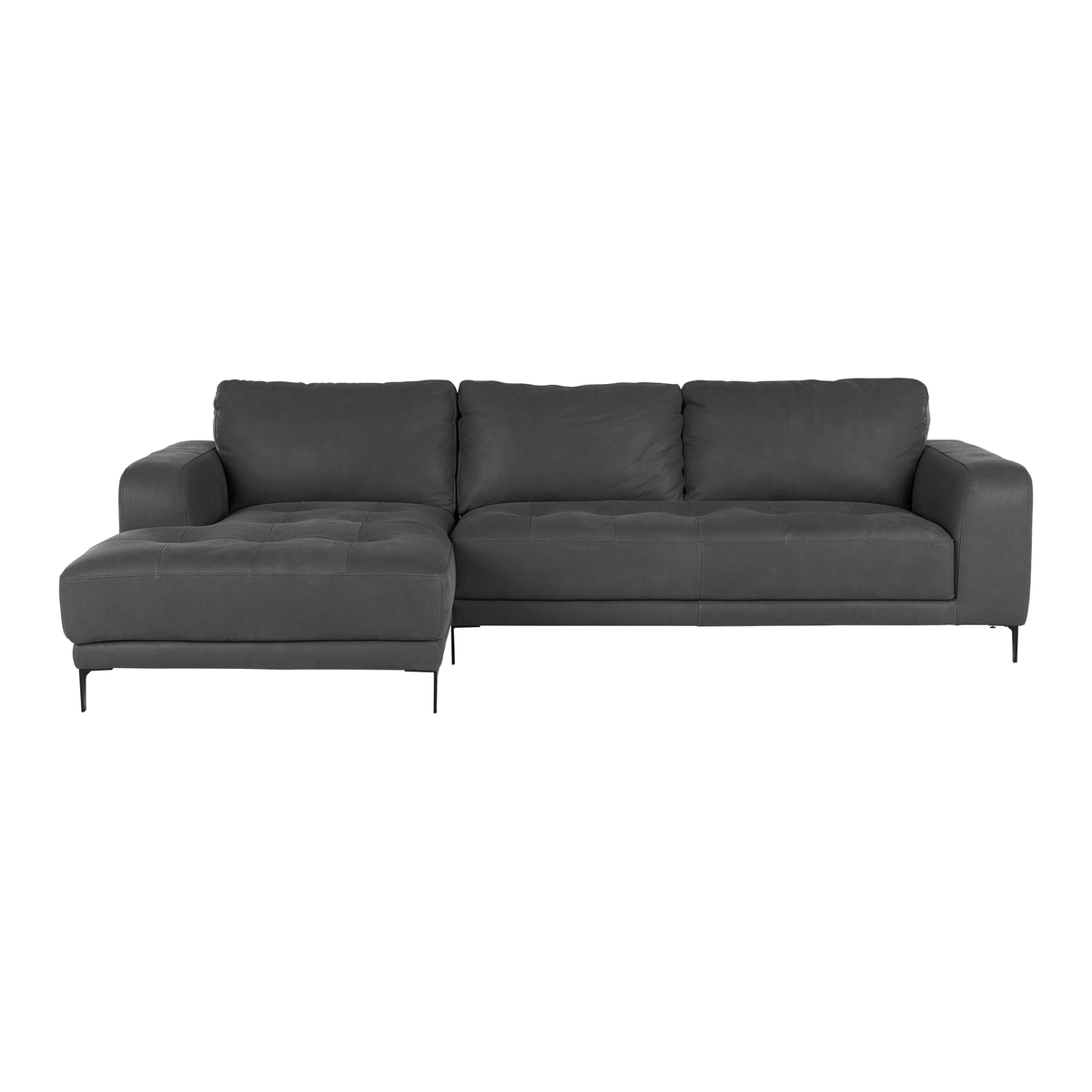 Luciano Left Hand Facing Chaise End Corner Sofa, Grey Leather – image 2