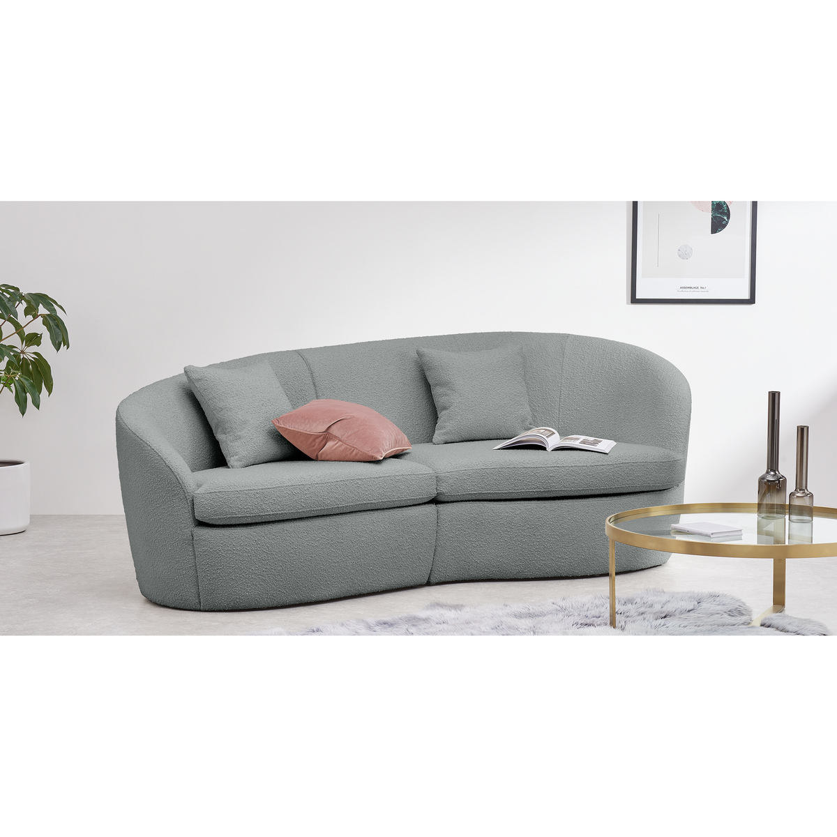 Reisa 3 Seater Sofa, Steel Boucle – image 3