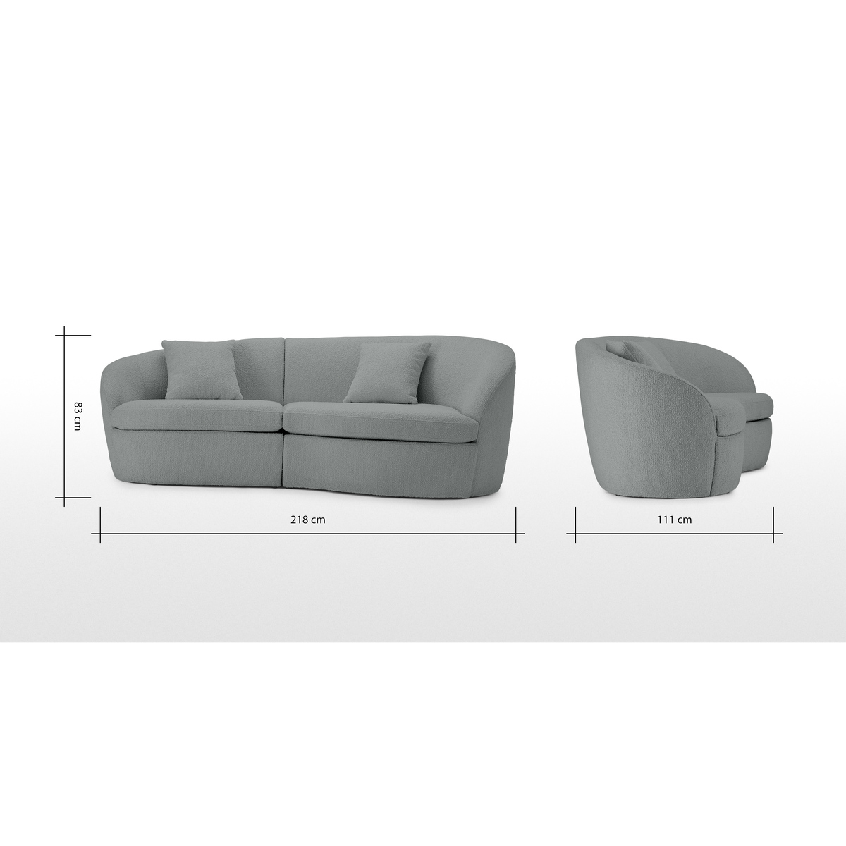 Reisa 3 Seater Sofa, Steel Boucle – image 8