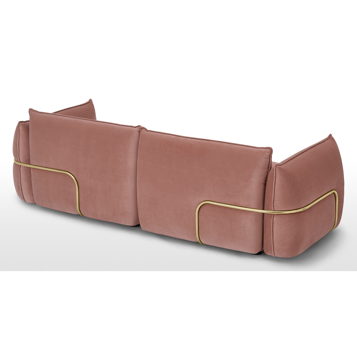 Dion 3 Seater Sofa, Blush Pink Velvet with Brass Frame – image 5