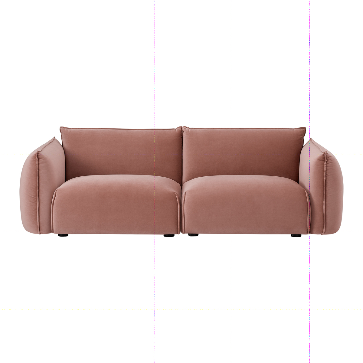 Dion 3 Seater Sofa, Blush Pink Velvet with Brass Frame – image 1