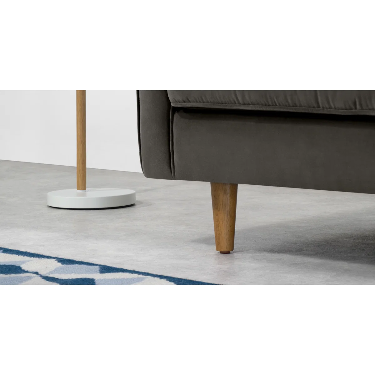Dallas Right Hand Facing Chaise End Corner Sofa, Concrete Cotton Velvet – image 4