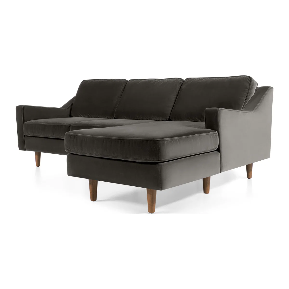Dallas Right Hand Facing Chaise End Corner Sofa, Concrete Cotton Velvet – image 1