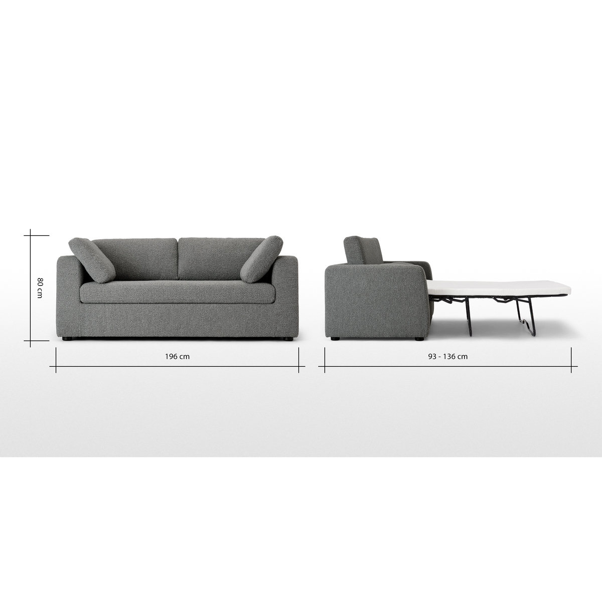 Mogen 3 Seater Sofa Bed, Steel Boucle – image 11
