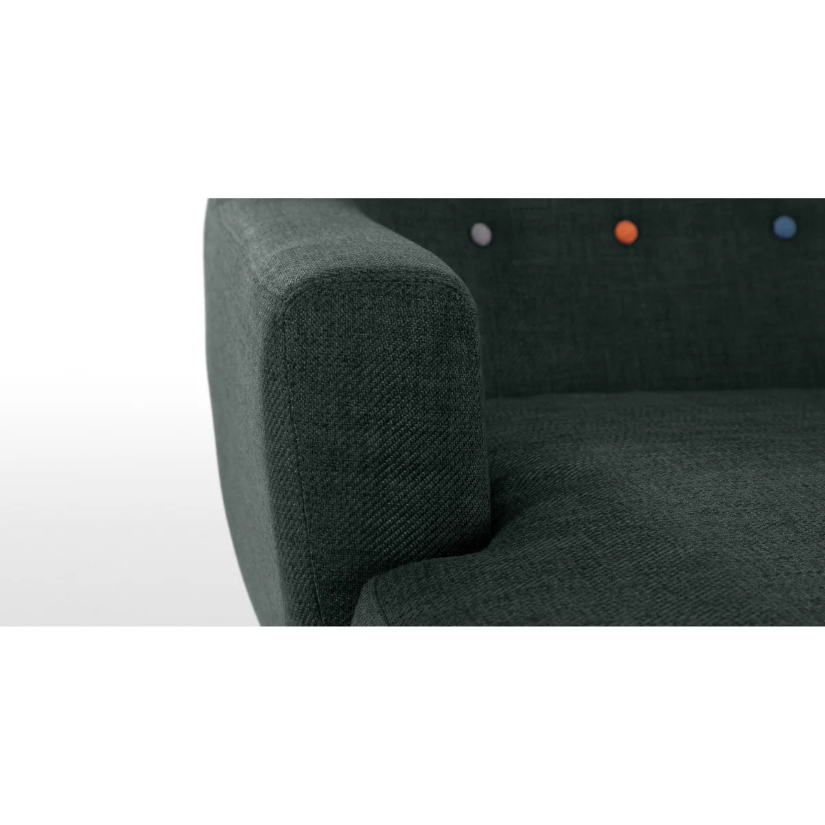 Ritchie Chaise End Corner Sofa, Anthracite Grey with Rainbow Buttons – image 6