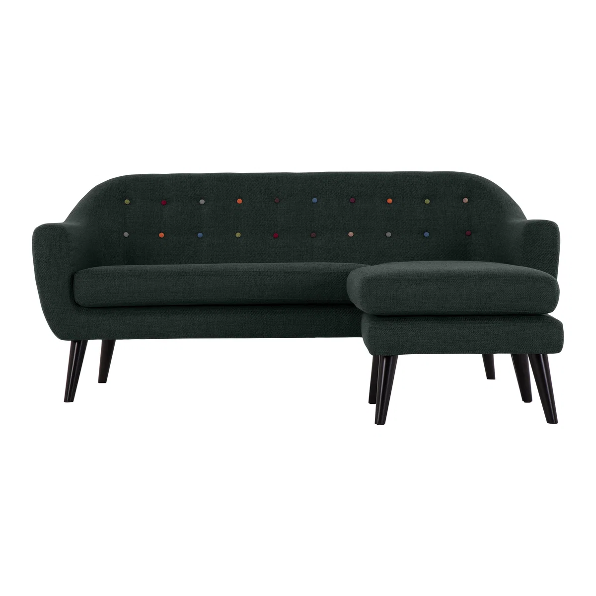 Ritchie Chaise End Corner Sofa, Anthracite Grey with Rainbow Buttons – image 2