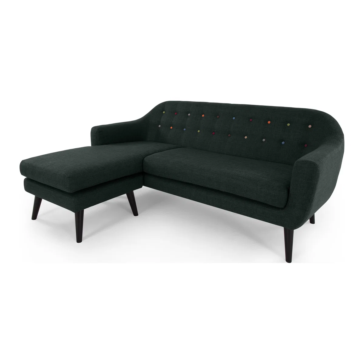 Ritchie Chaise End Corner Sofa, Anthracite Grey with Rainbow Buttons – image 1