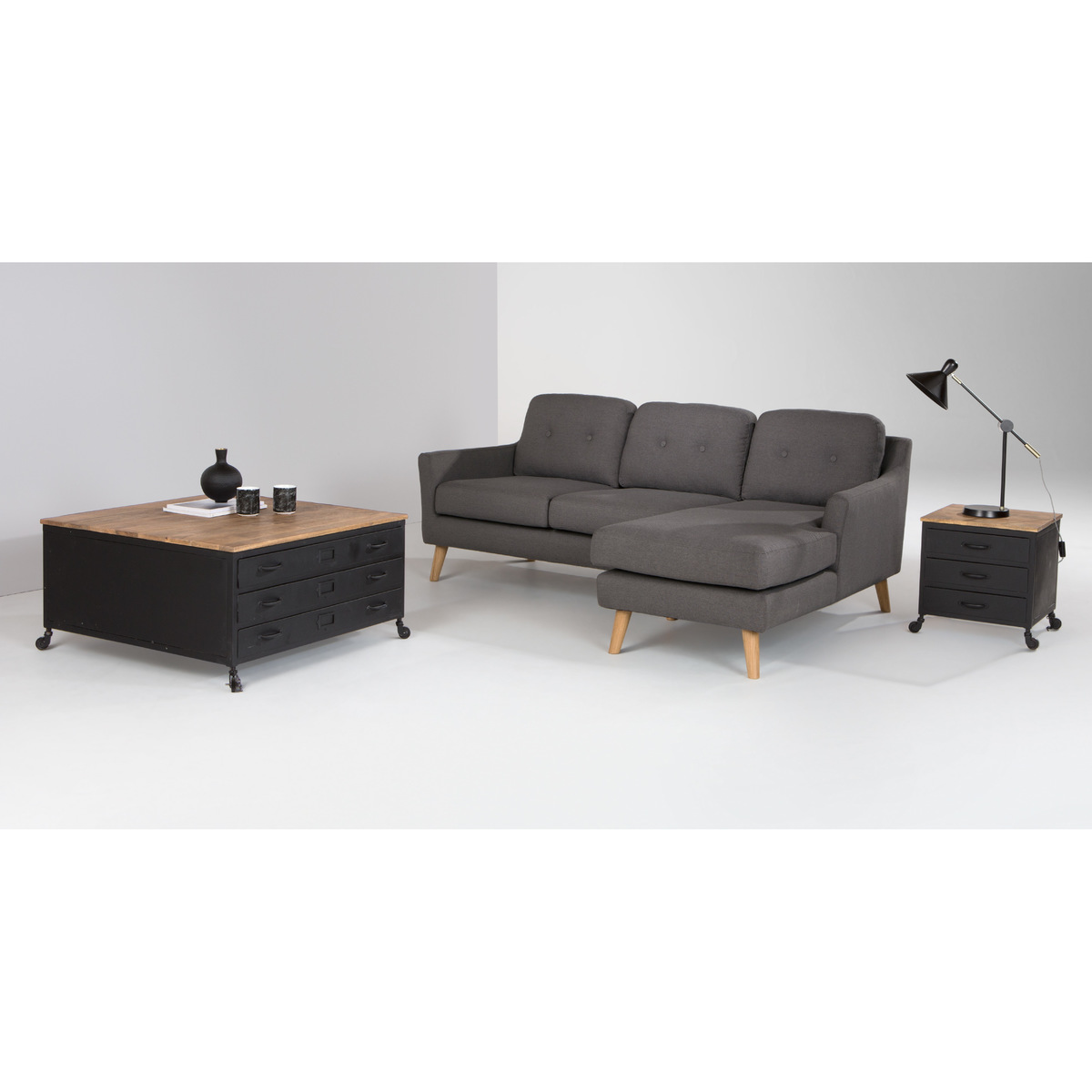 Rufus Right Hand Facing Chaise End Corner Sofa, Rhino Grey – image 2