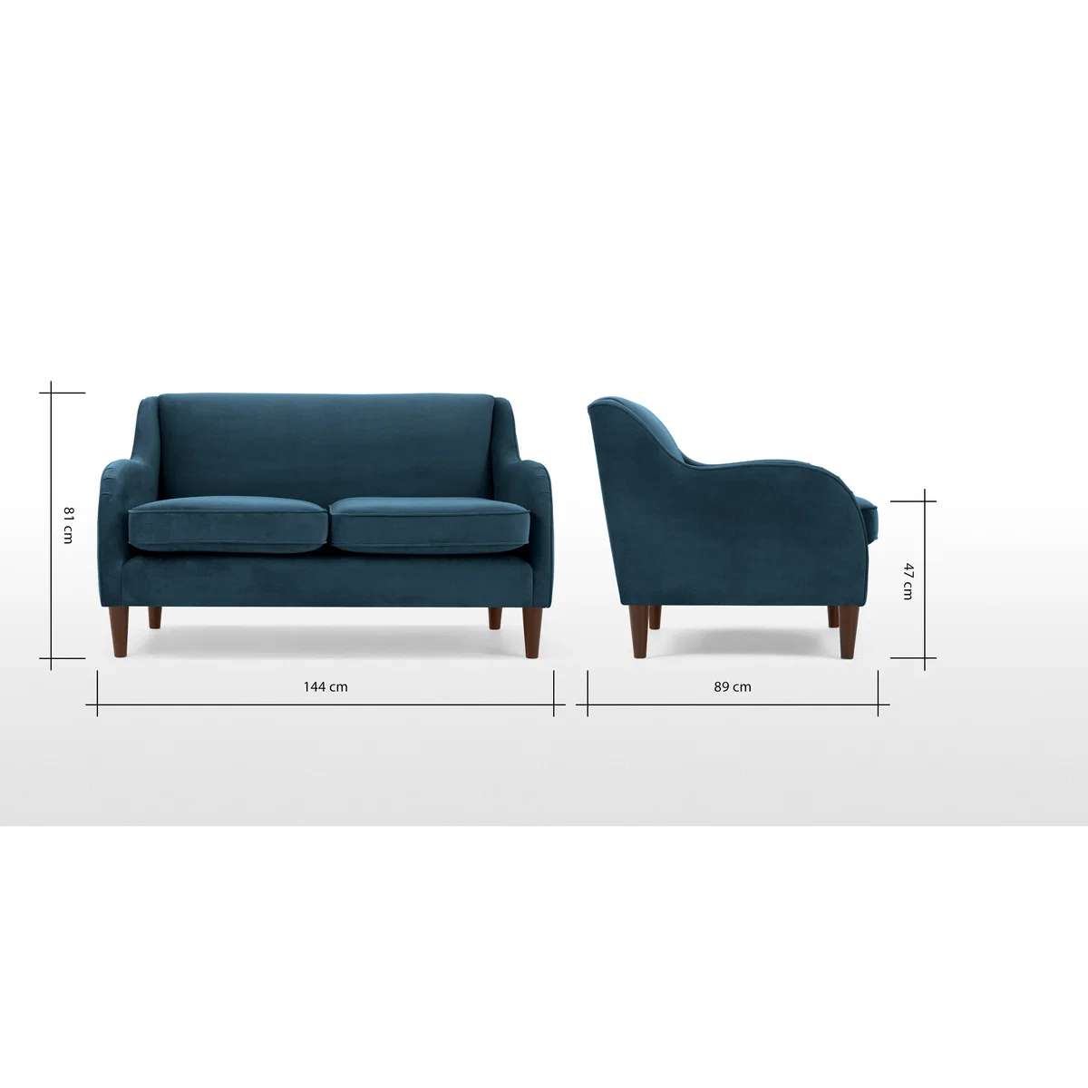 Helena 2 Seater Sofa, Plush Teal Velvet – image 7