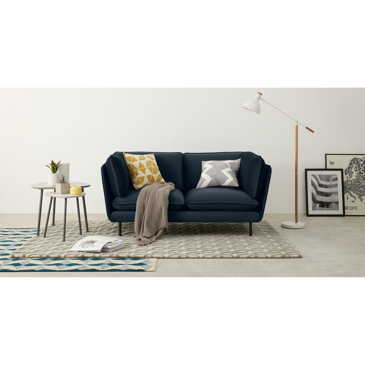 Wes 2 Seater Sofa, Ocean Blue Velvet – image 2