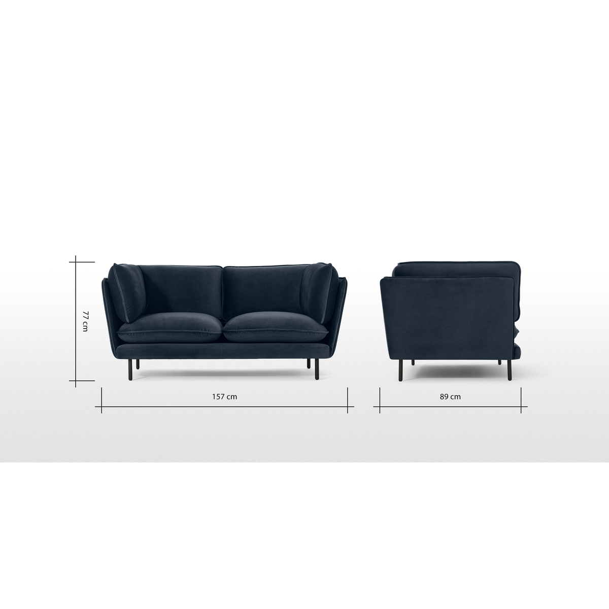 Wes 2 Seater Sofa, Ocean Blue Velvet – image 7