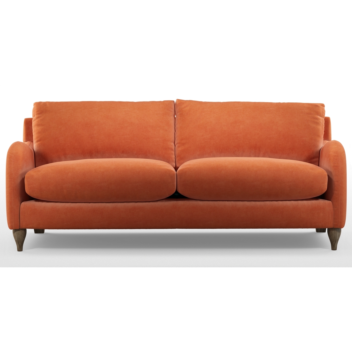 Custom MADE Sofia 3 Seater Sofa, Plush Coral Velvet with Light Wood Leg – image 3