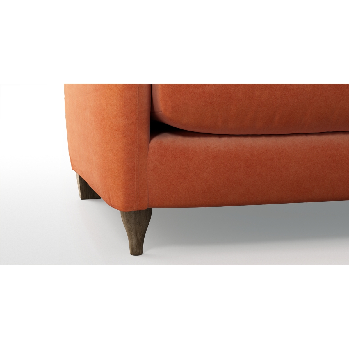 Custom MADE Sofia 3 Seater Sofa, Plush Coral Velvet with Light Wood Leg – image 6