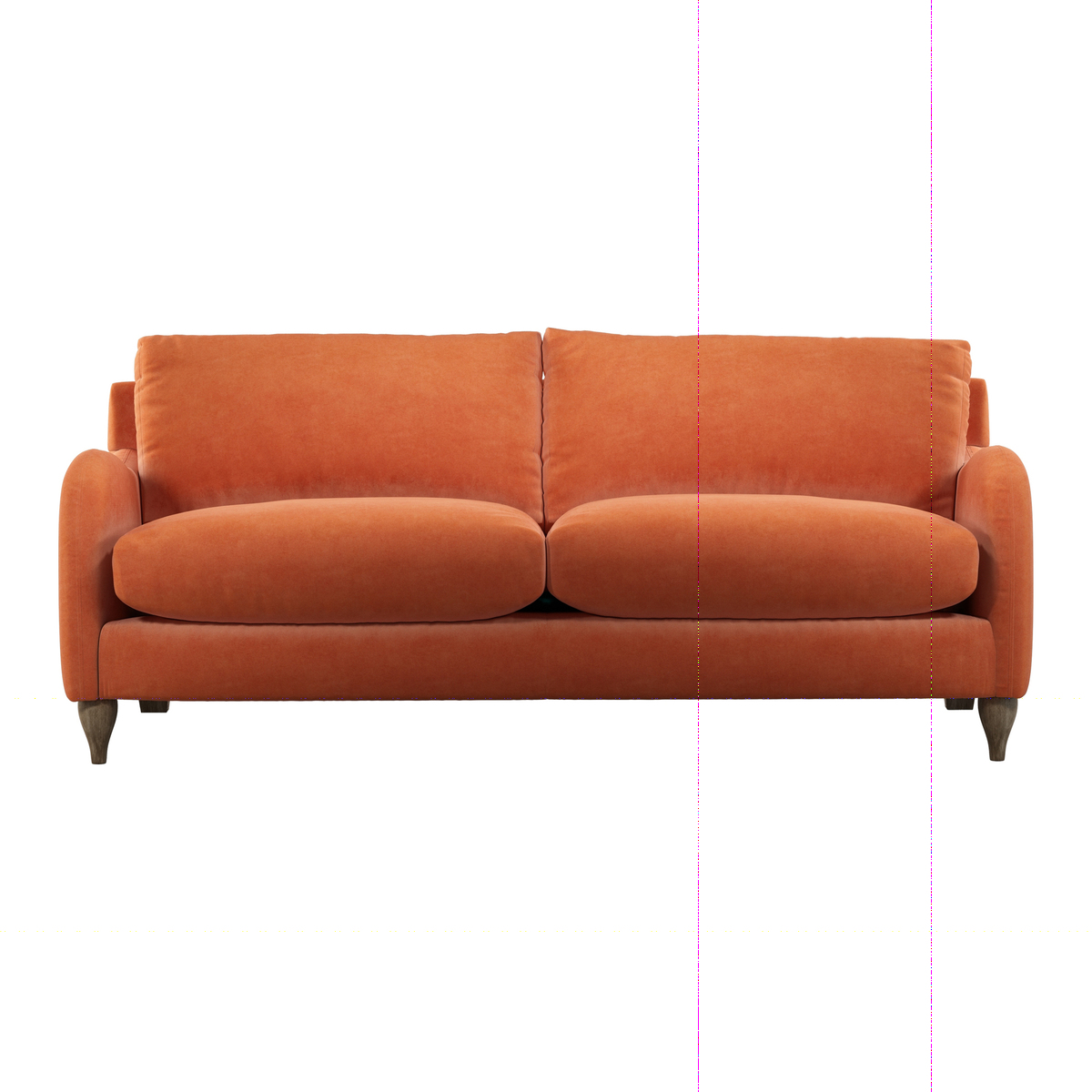 Custom MADE Sofia 3 Seater Sofa, Plush Coral Velvet with Light Wood Leg – image 1