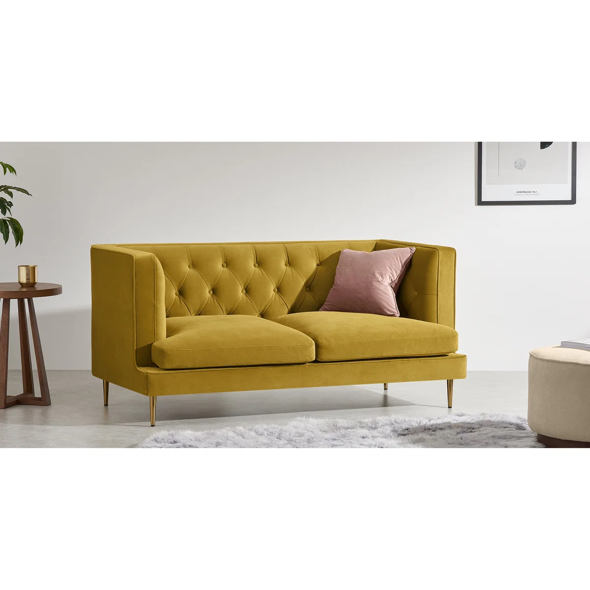 Goswell 2 Seater Sofa, Vintage Gold Velvet – image 3