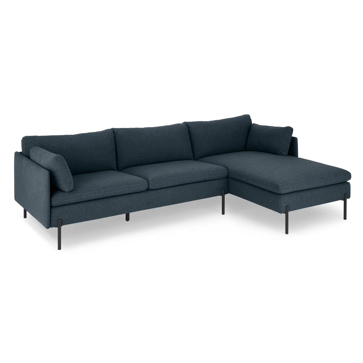 Zarina Right Hand Facing Chaise End Sofa, Aegean Blue with Black Leg – image 2