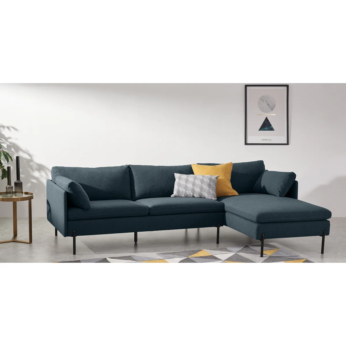 Zarina Right Hand Facing Chaise End Sofa, Aegean Blue with Black Leg – image 3