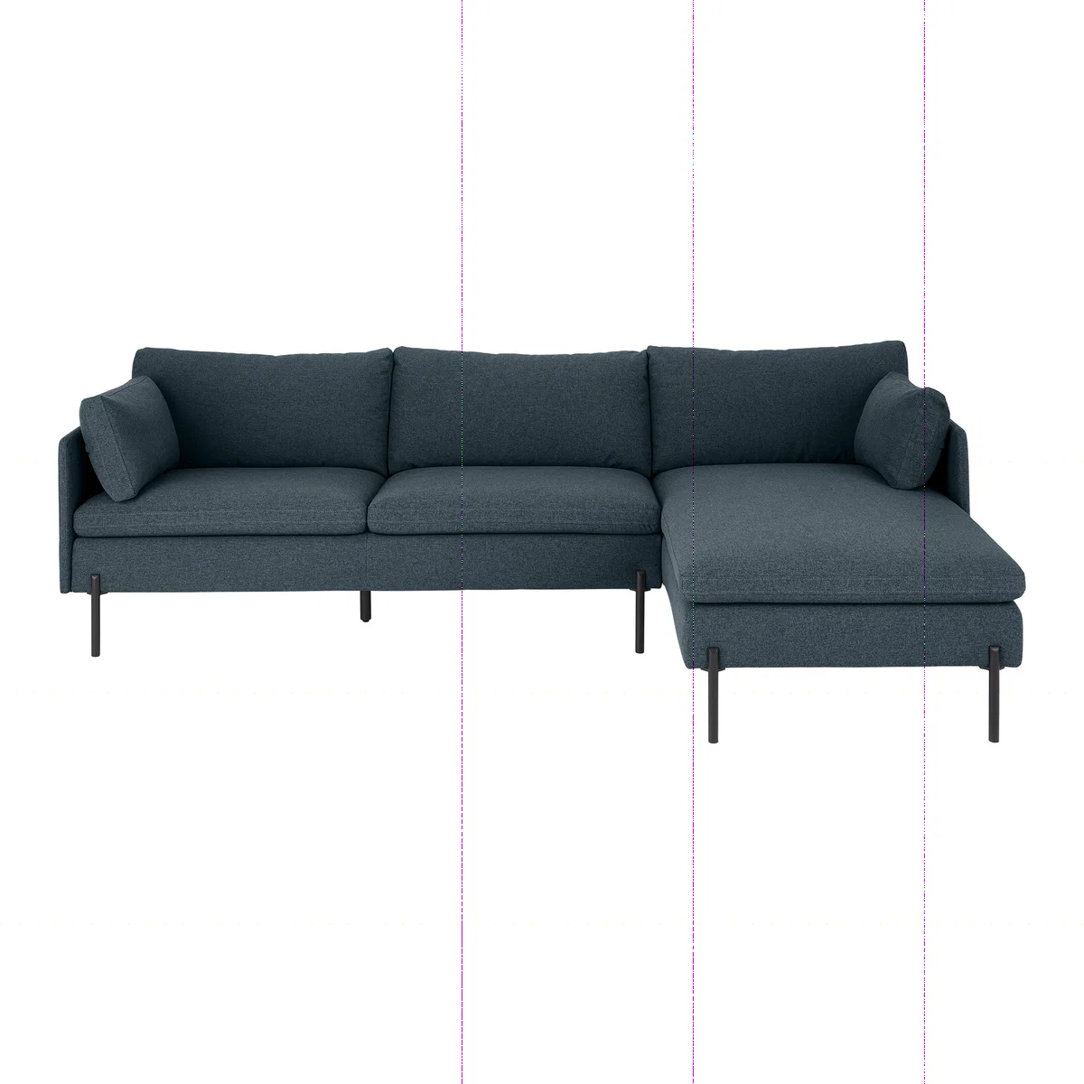 Zarina Right Hand Facing Chaise End Sofa, Aegean Blue with Black Leg – image 1