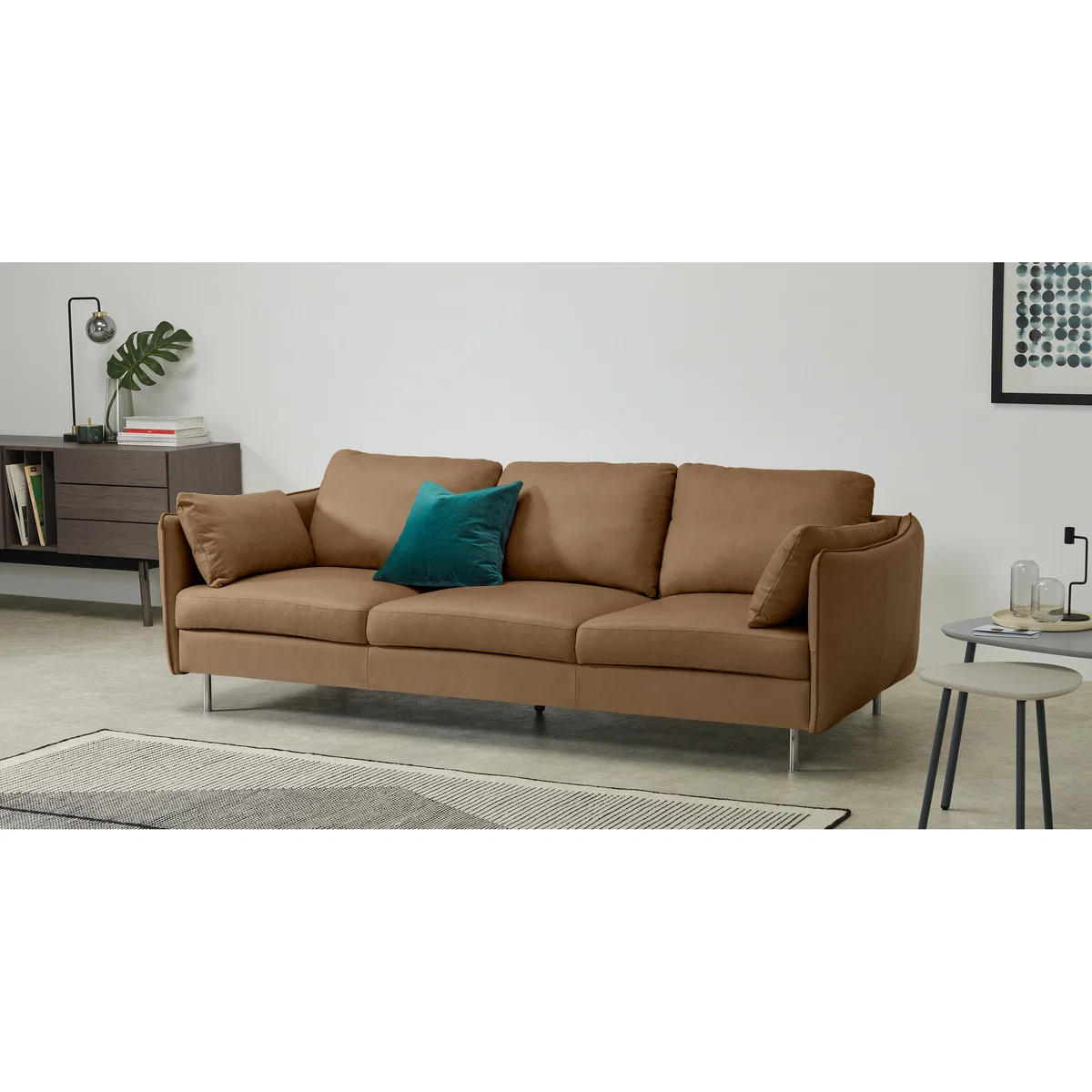 Vento 3 Seater Sofa, Pale Tan Leather – image 3
