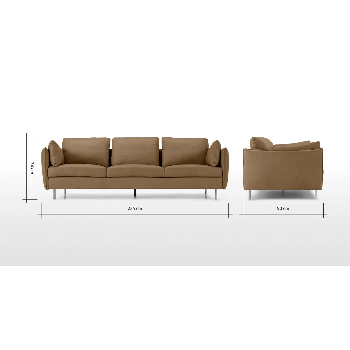 Vento 3 Seater Sofa, Pale Tan Leather – image 8