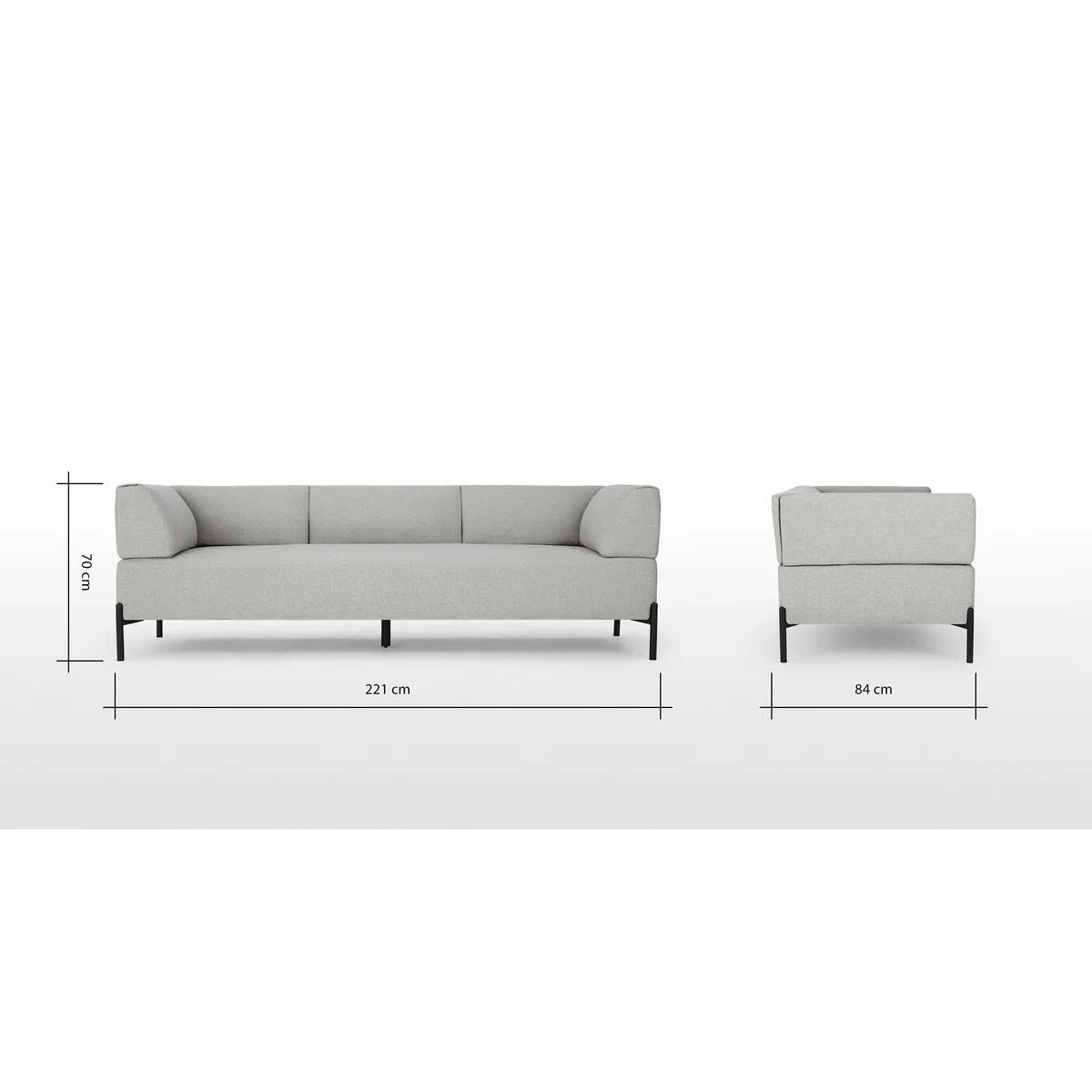 Made Essentials Kiva 3 Seater Sofa, Hail Grey – image 7