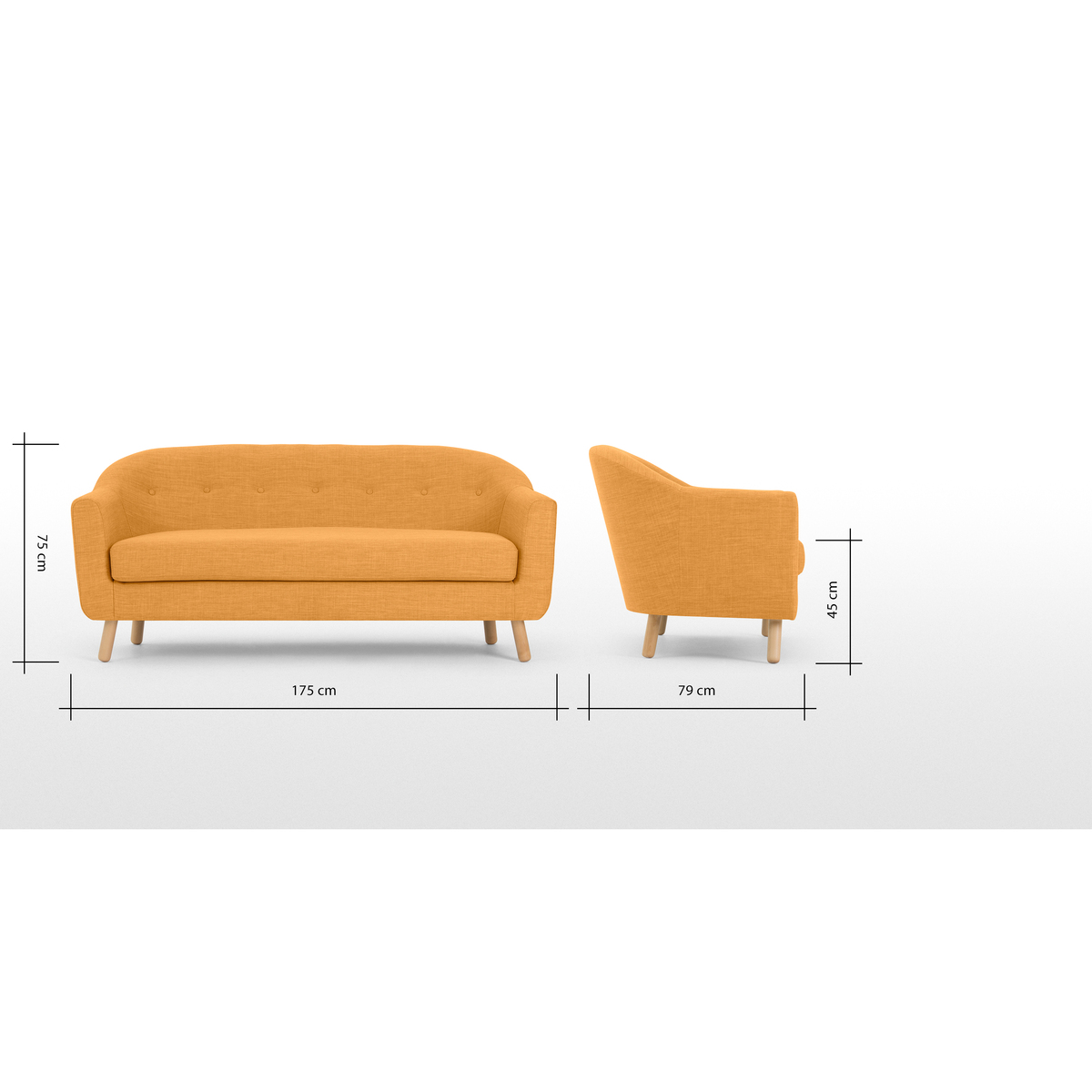 Lottie 3 Seater Sofa, Honey Yellow – image 7