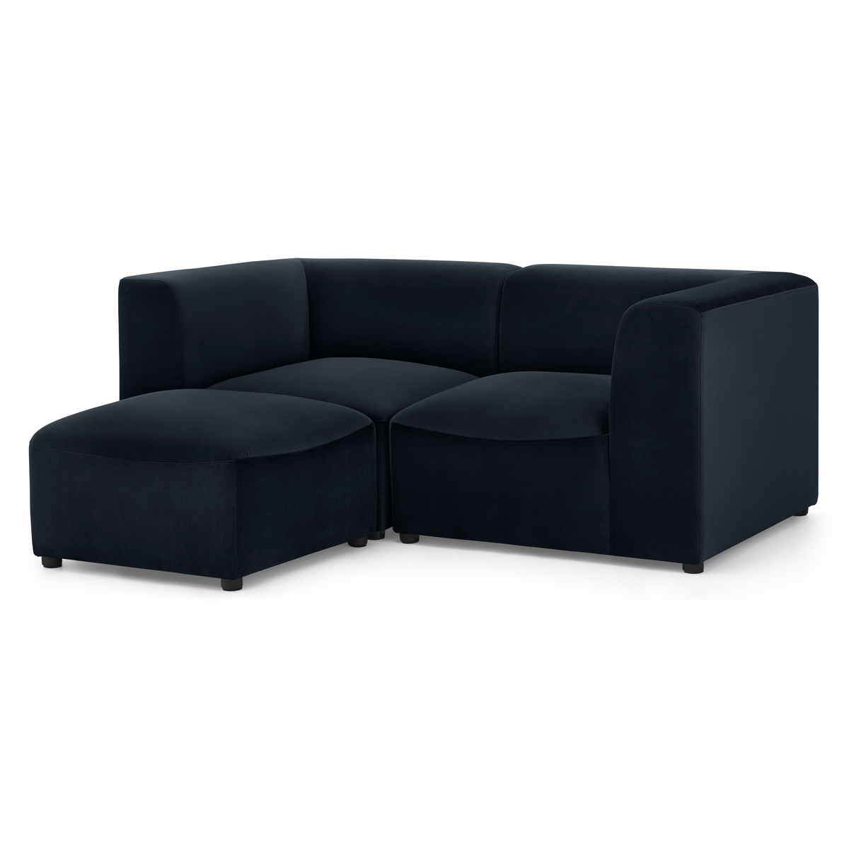 Juno 2 Seater Modular Sofa with Footstool, Twilight Blue Velvet – image 2