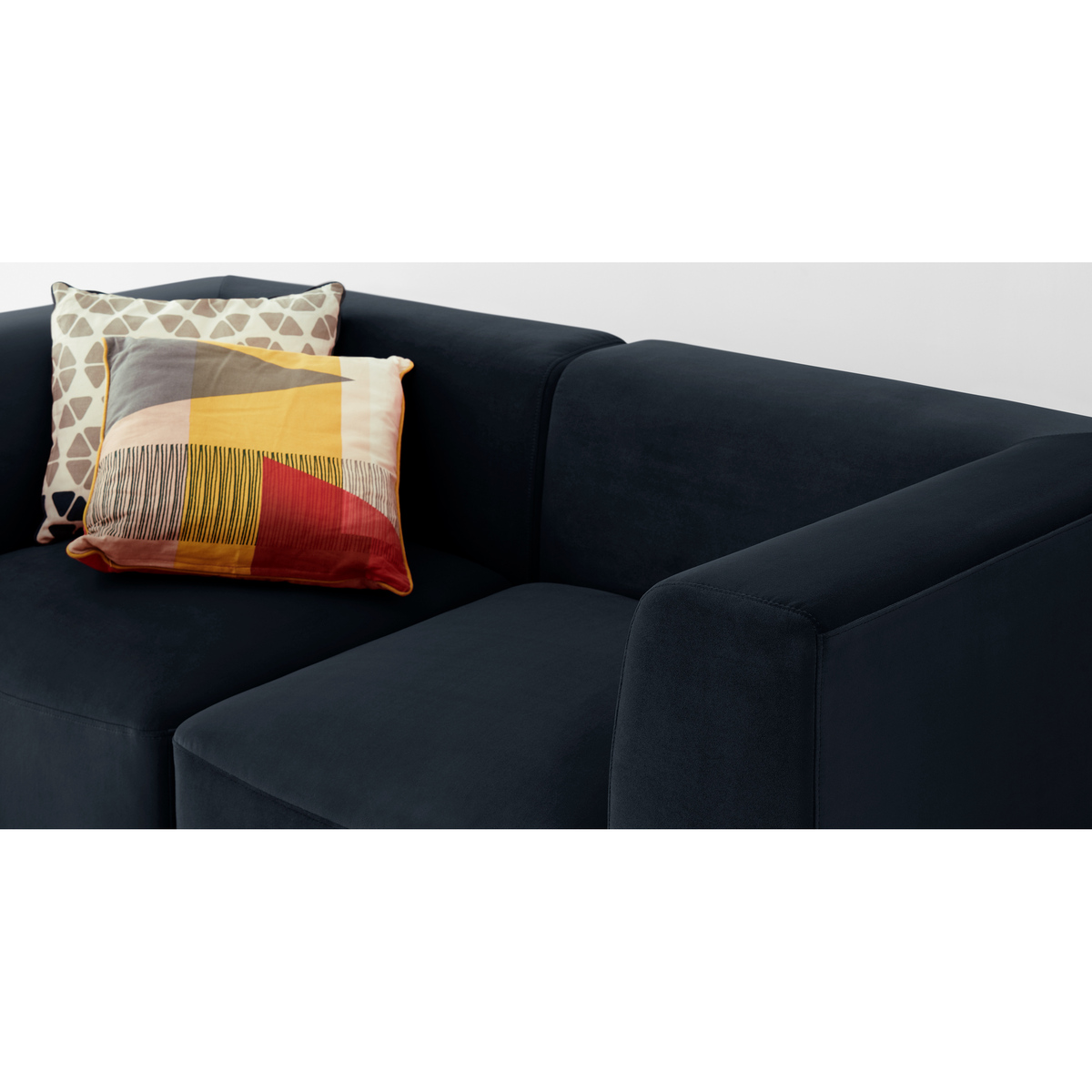 Juno 2 Seater Modular Sofa with Footstool, Twilight Blue Velvet – image 6