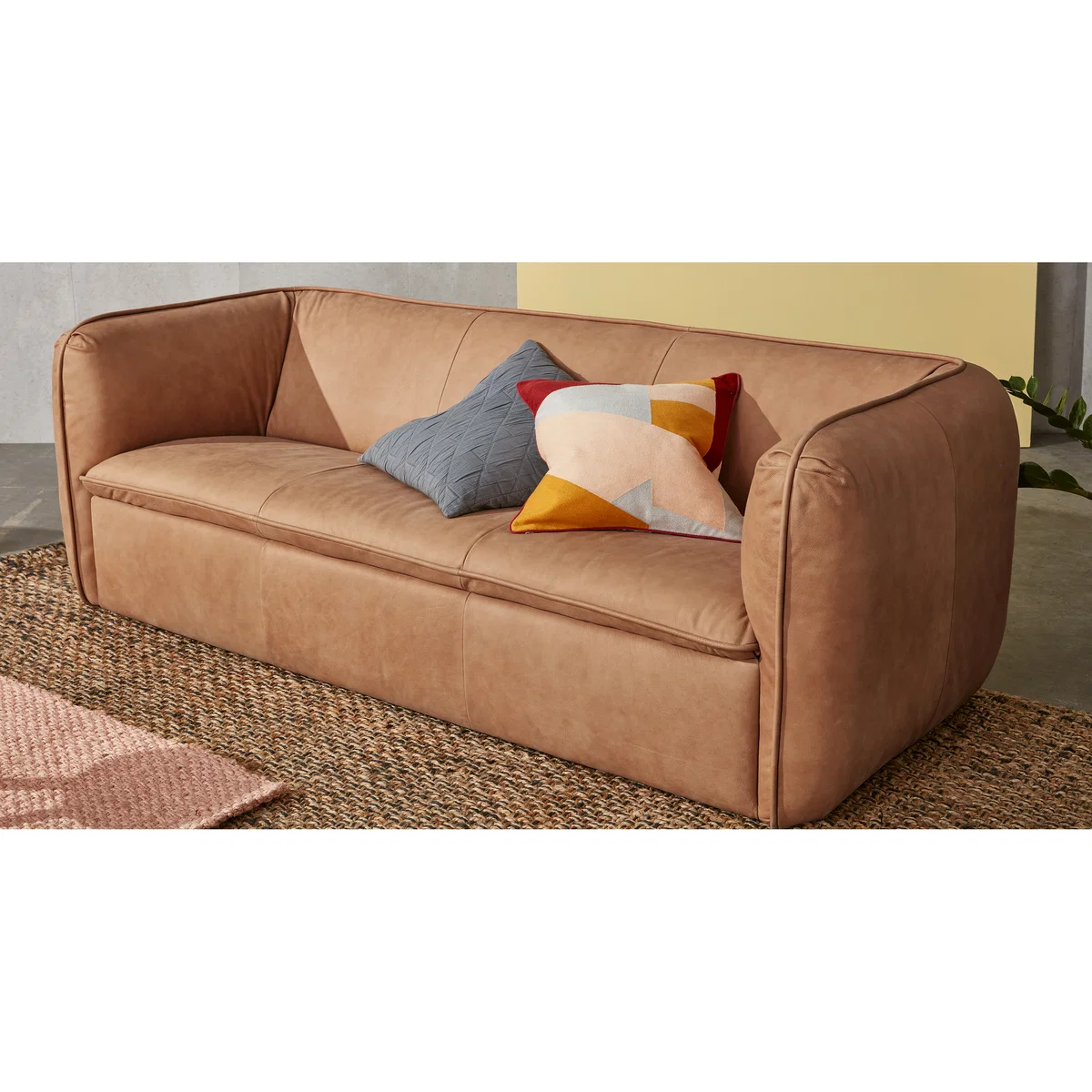 Berko 3 Seater Sofa, Tan Leather – image 4