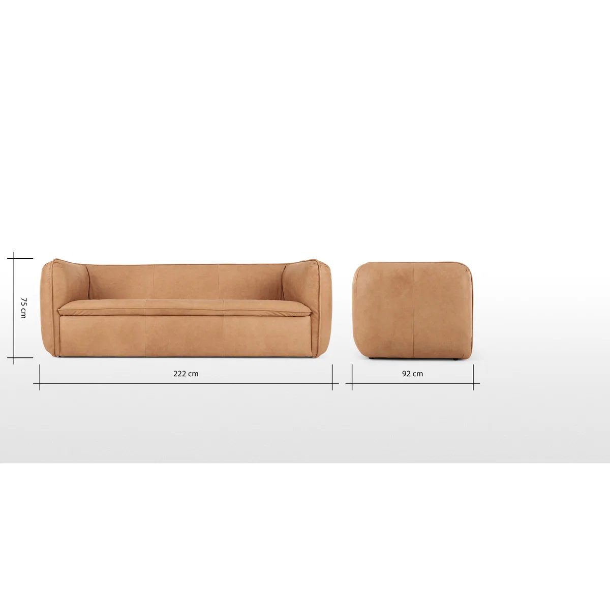 Berko 3 Seater Sofa, Tan Leather – image 8