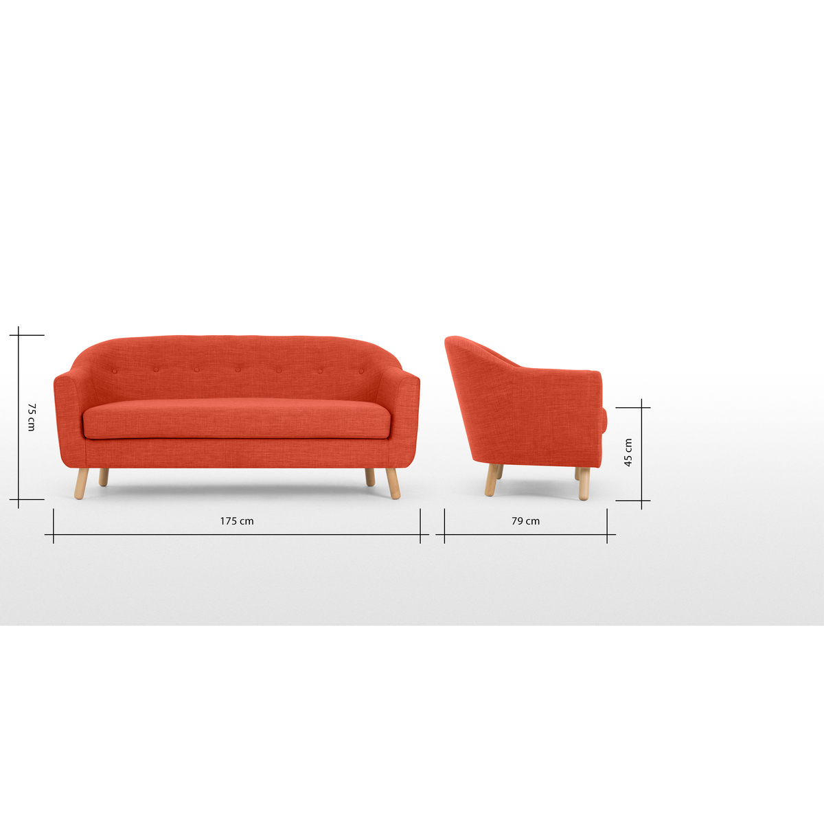 Lottie 3 Seater Sofa, Tuscan Orange – image 7