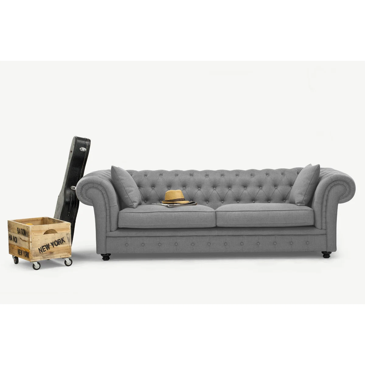 Branagh 3 Seater Chesterfield Sofa, Pearl Grey – image 2