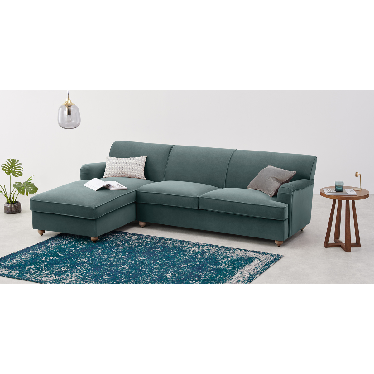 Orson Left Hand Facing Chaise End Sofa Bed, Marine Green Velvet – image 2