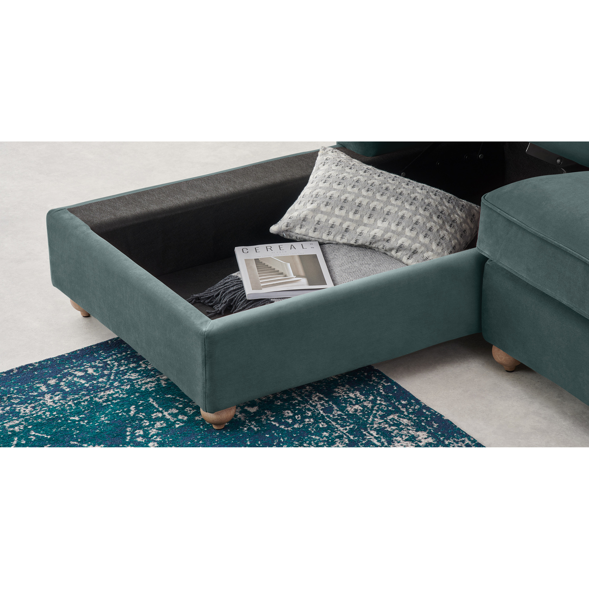 Orson Left Hand Facing Chaise End Sofa Bed, Marine Green Velvet – image 4