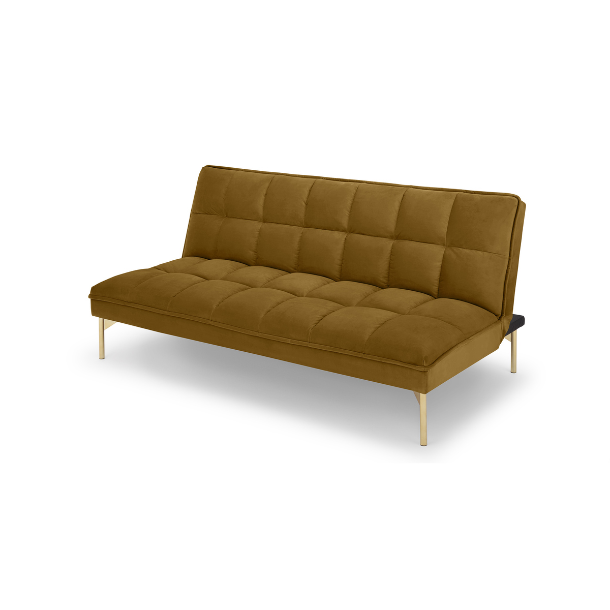Hallie Click Clack Sofa Bed, Saffron Yellow Velvet with Brass Legs – image 2