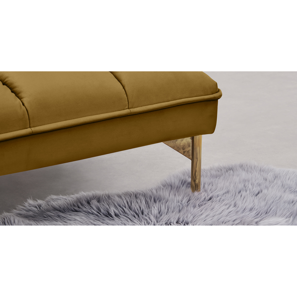 Hallie Click Clack Sofa Bed, Saffron Yellow Velvet with Brass Legs – image 4