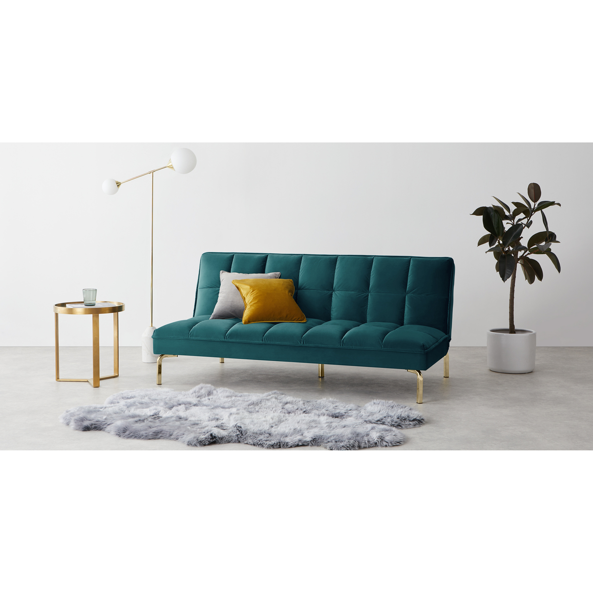 Hallie Sofa Bed, Tuscan Teal Velvet with Brass Legs – image 2