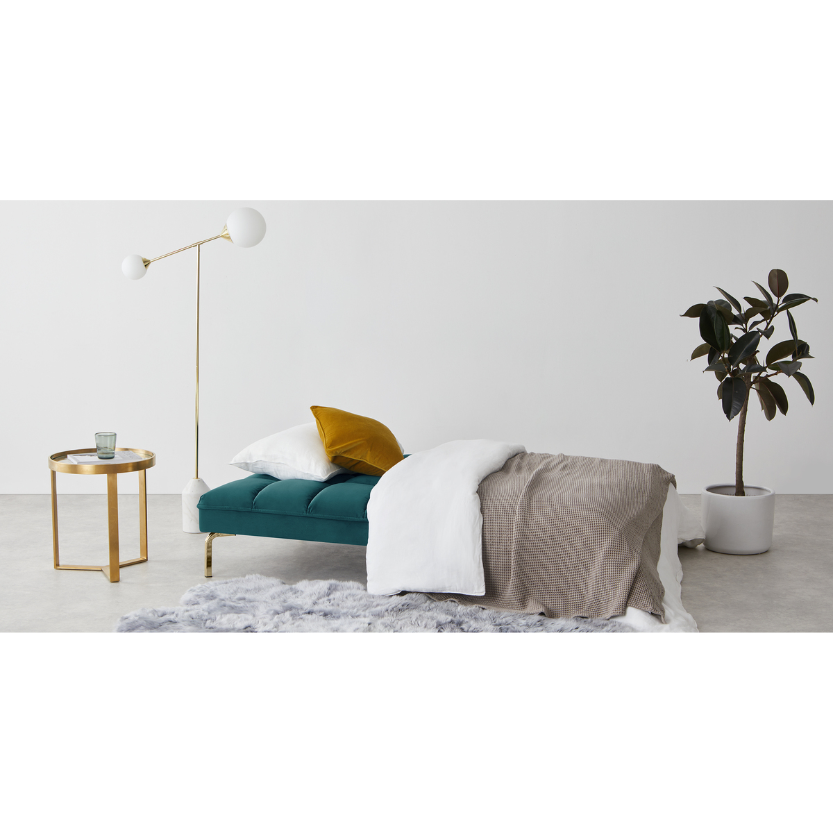 Hallie Sofa Bed, Tuscan Teal Velvet with Brass Legs – image 4