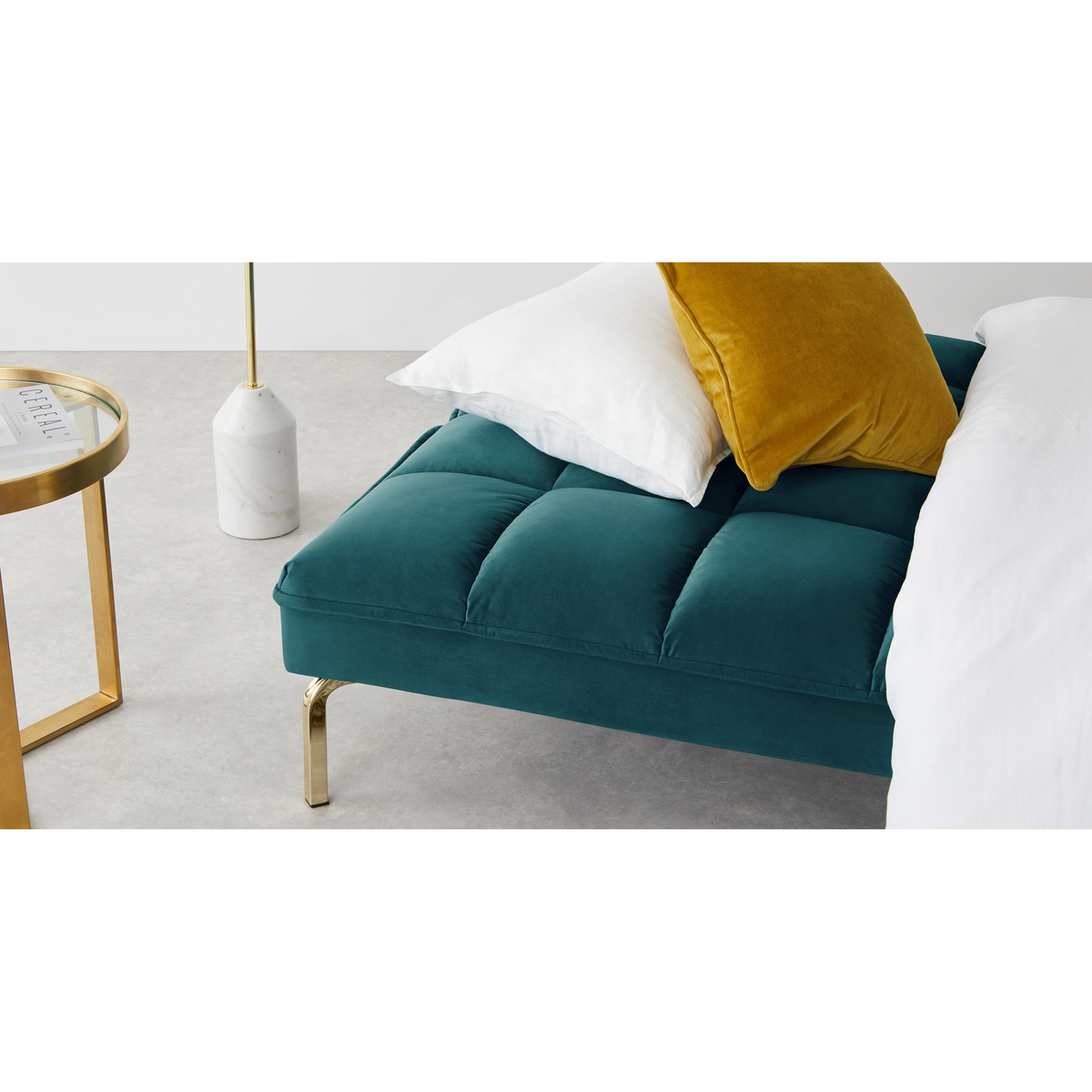 Hallie Sofa Bed, Tuscan Teal Velvet with Brass Legs – image 5