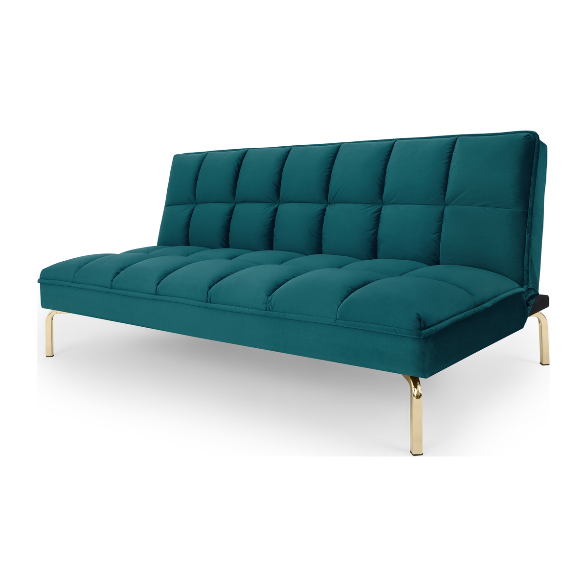 Hallie Sofa Bed, Tuscan Teal Velvet with Brass Legs – image 1