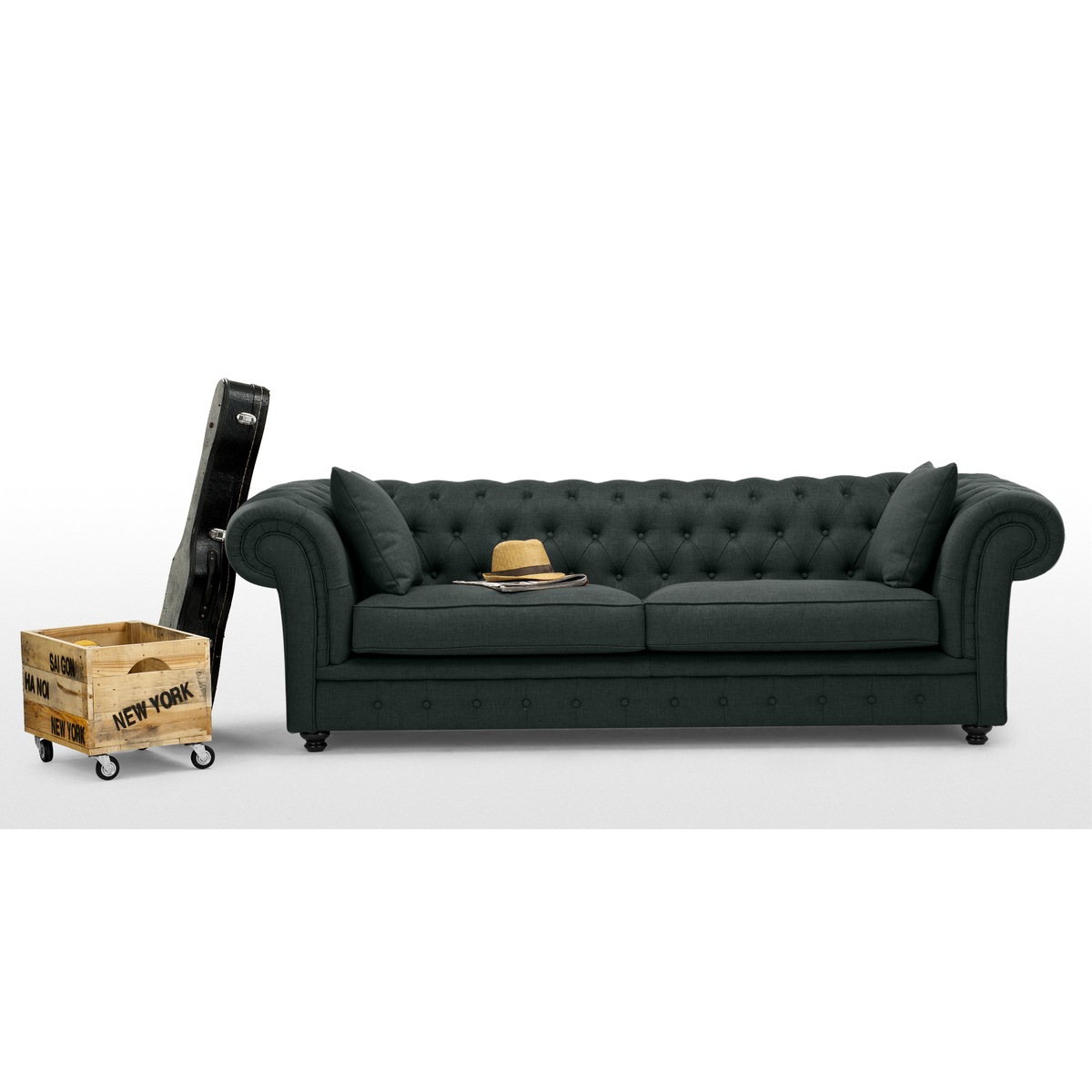 Branagh 3 Seater Chesterfield Sofa, Anthracite Grey – image 2