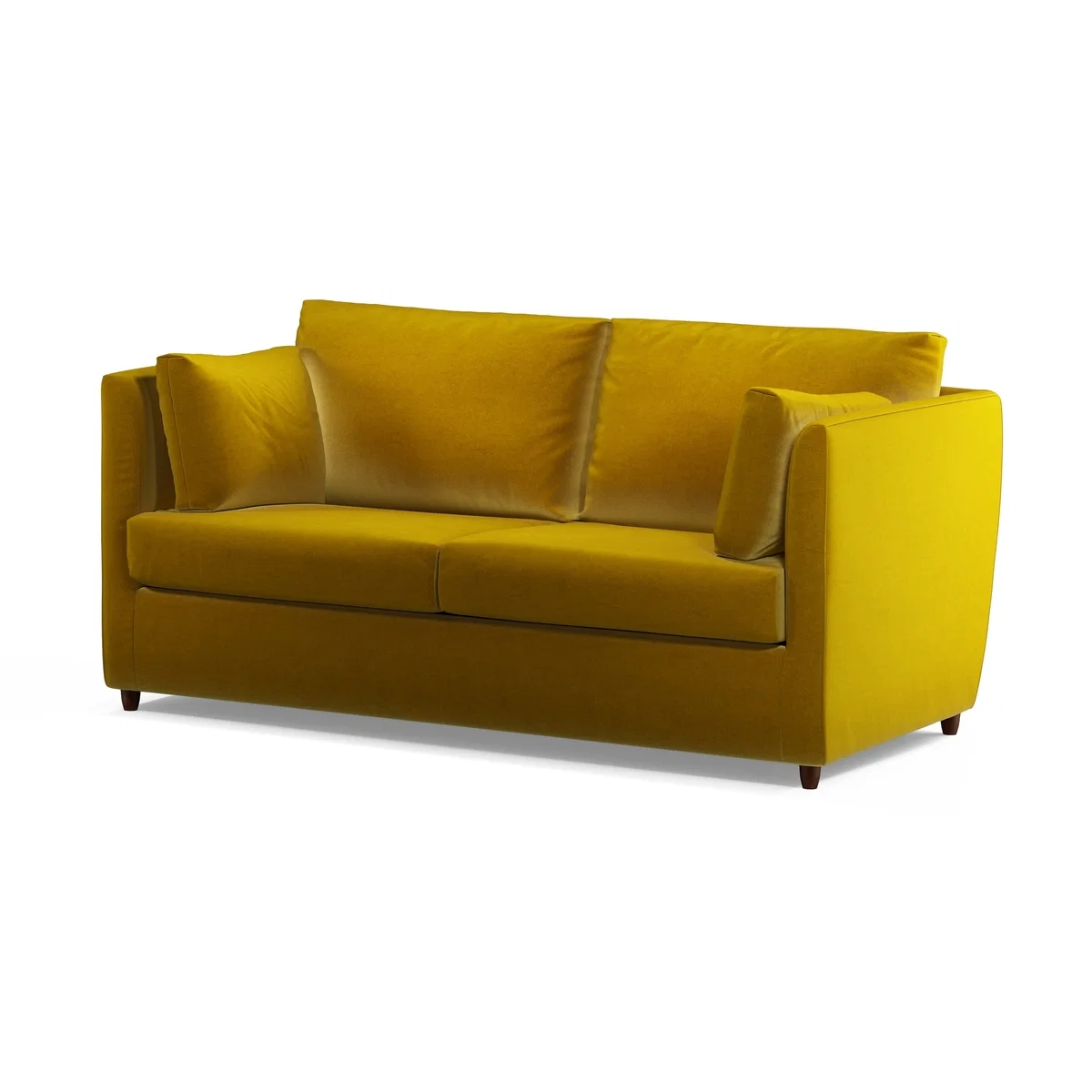 Custom MADE Milner Sofa Bed with Memory Foam Mattress, Saffron Yellow Velvet – image 2