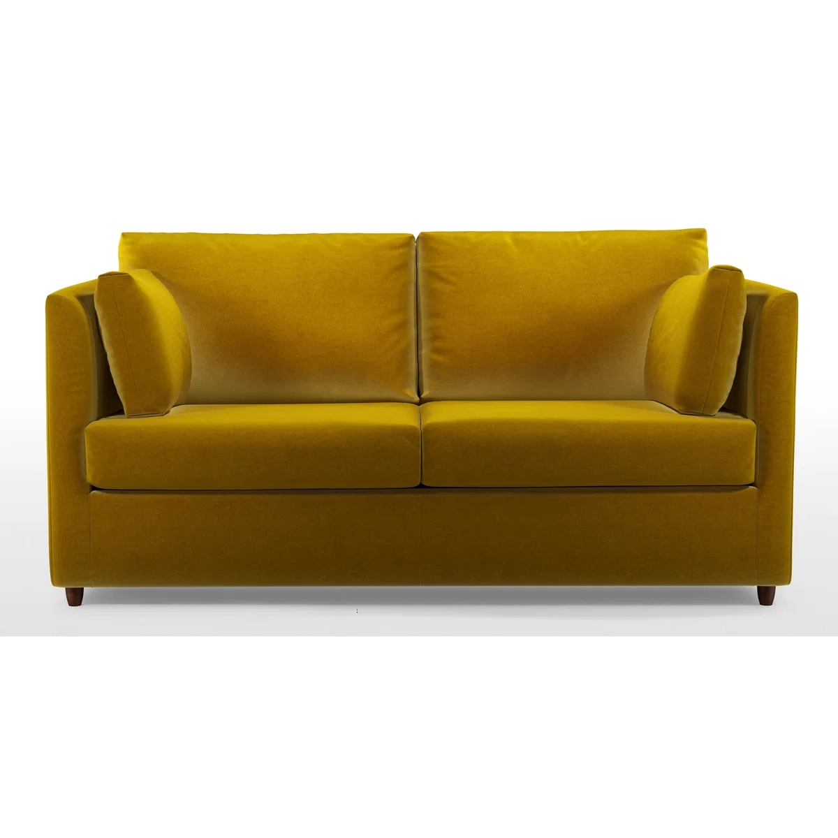 Custom MADE Milner Sofa Bed with Memory Foam Mattress, Saffron Yellow Velvet – image 3